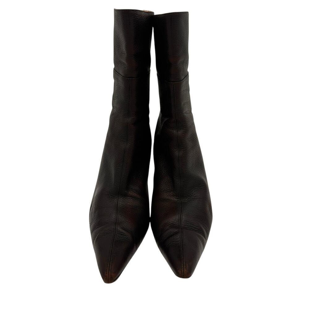 Gucci Vintage Brown Leather Pointed Toe Bootie Heels Size 10.5 - Picture 11 of 12